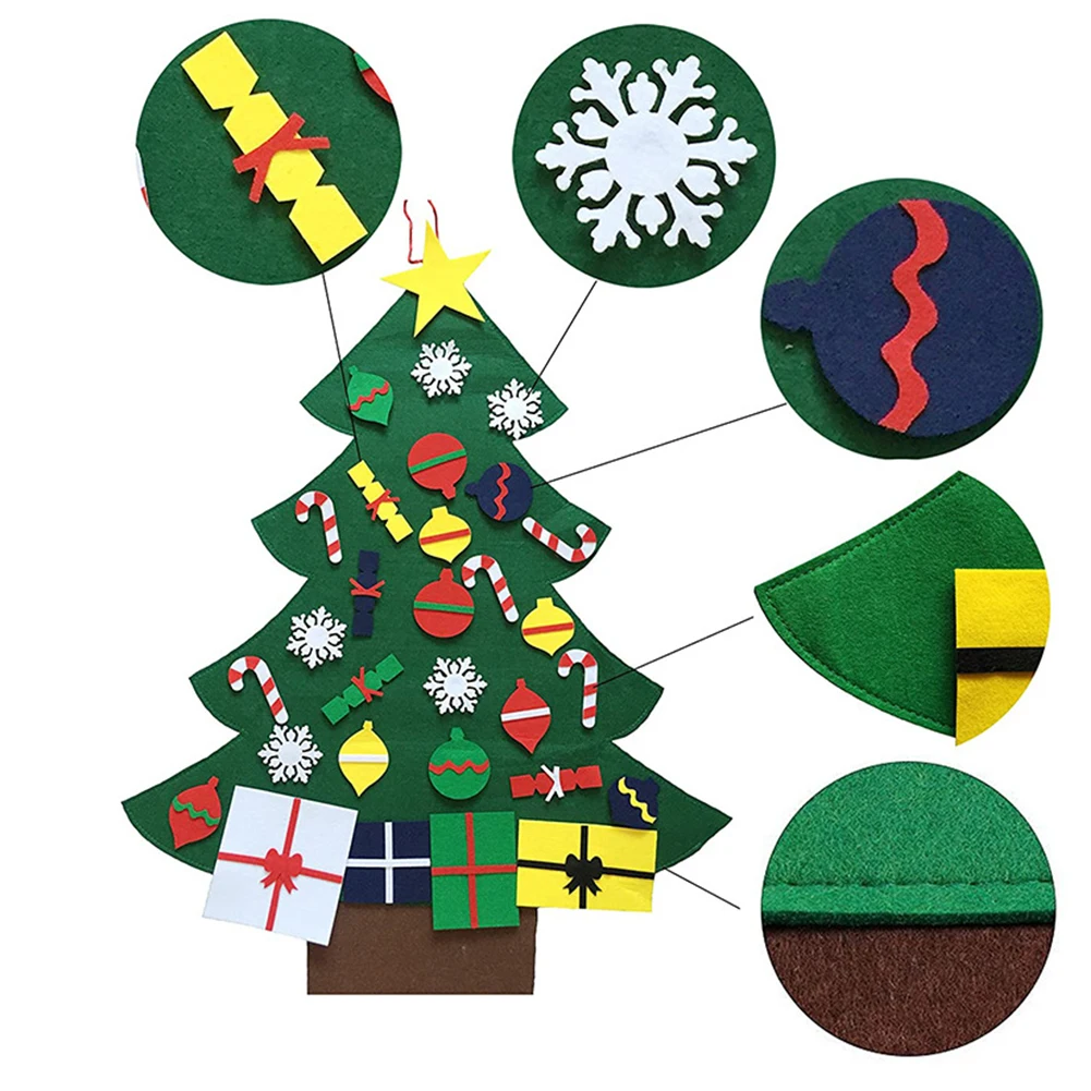 

Kids DIY Felt Christmas Tree Merry Christmas Decor For Home 2020 Christmas Tree Ornament Santa Claus Wall Hanging Ornaments