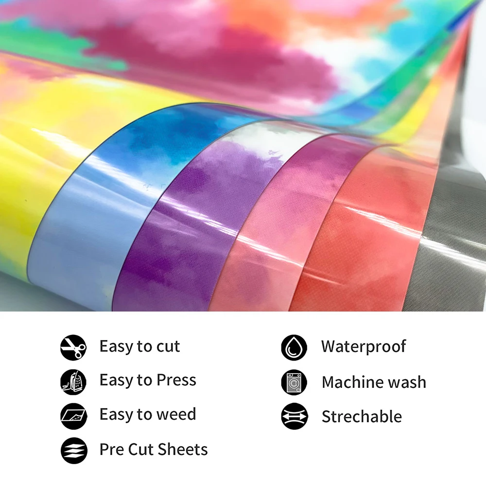 

Htv Vinyl Make Sign Pattern Cricut Film DIY Tie Dye HTV Iron on Tshirt Decorative Films Garment Bag Hat Fabric Heat Transfer