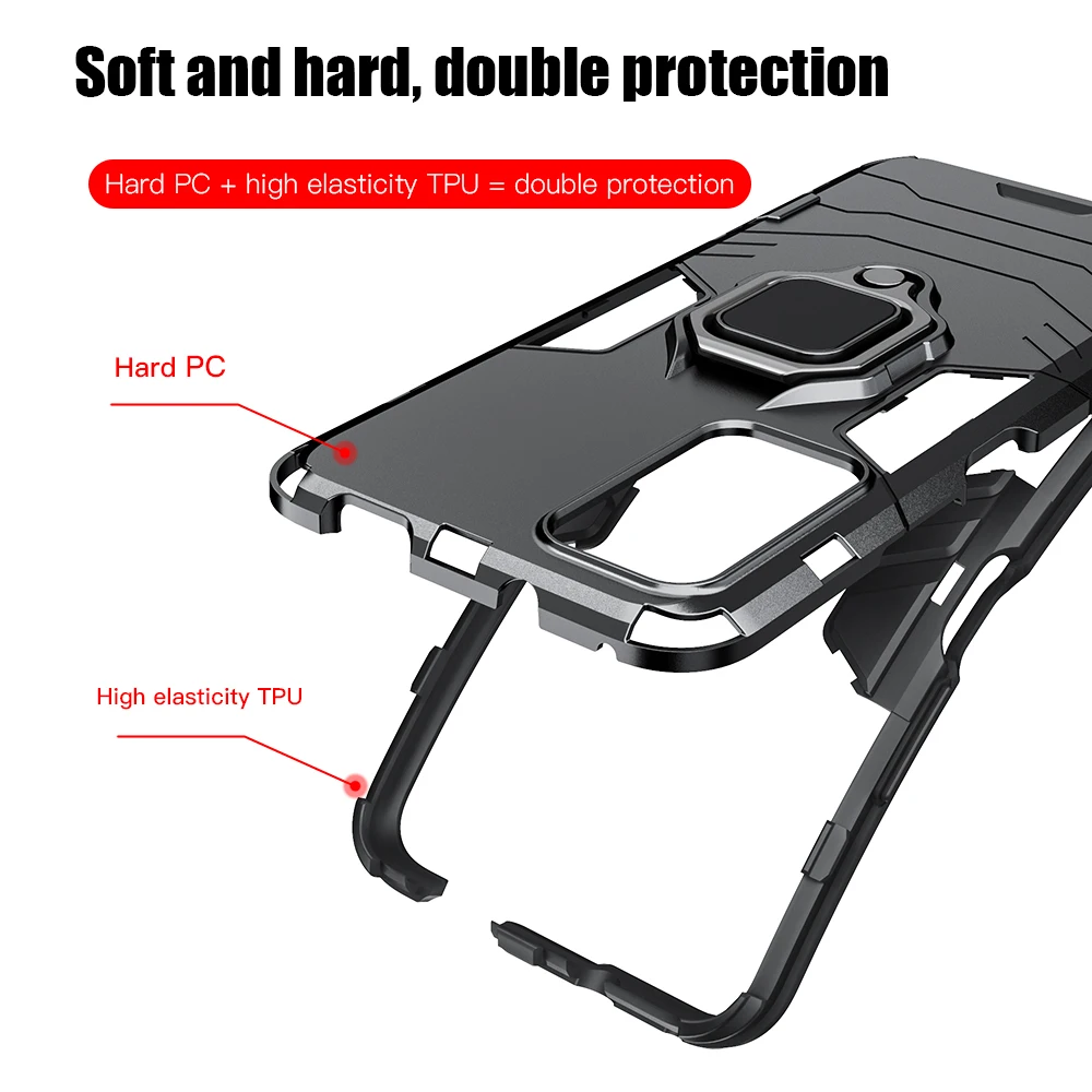 

KEYSION Shockproof Armor Case for Honor X10 5G 30 Pro+ Plus 30s 9C 9S 9A Ring Stand Phone Back Cover for Huawei Y5P Y6P Y7P Y8P