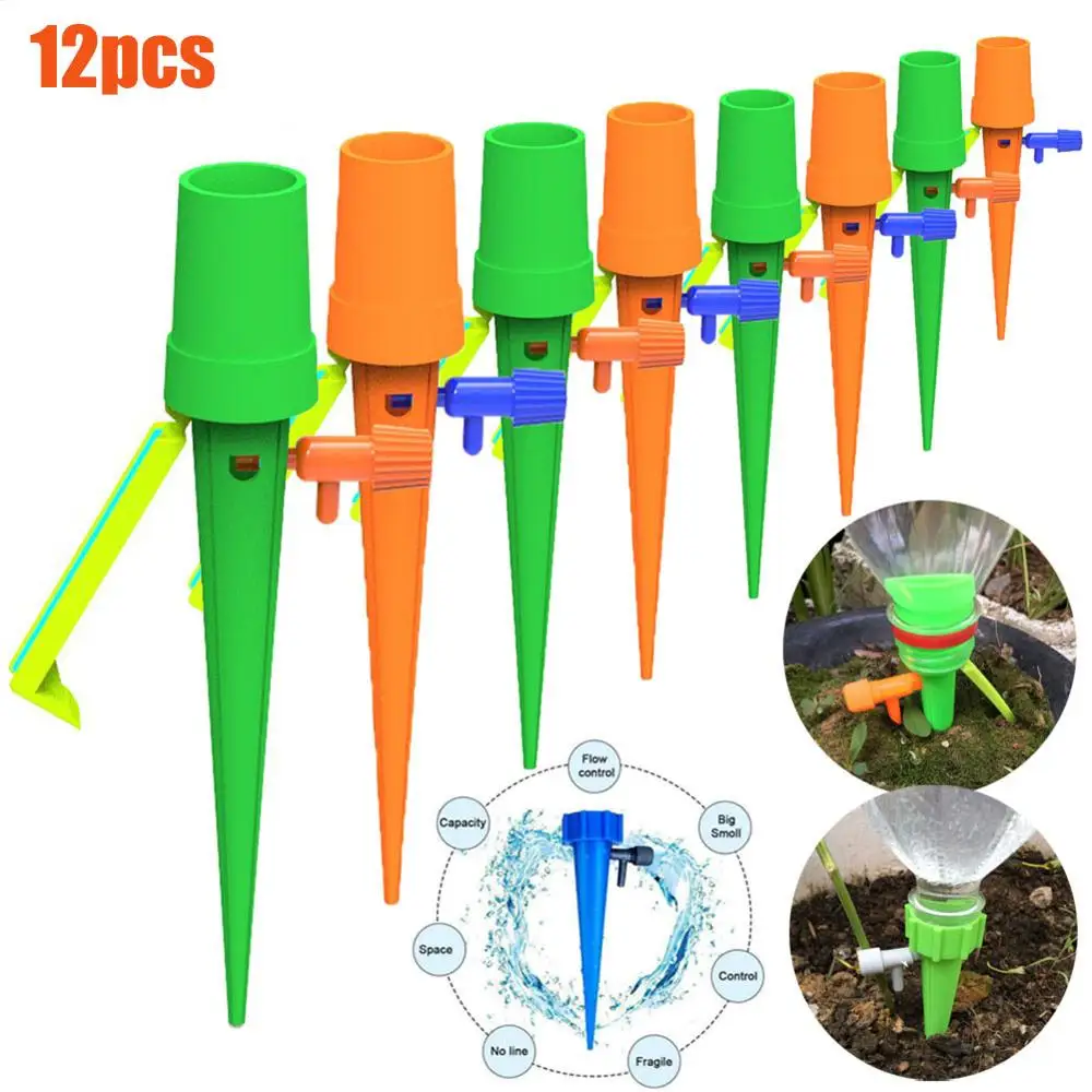 

12Pcs Automatic Drip Irrigation Device Adjustable with On-off Control Valve Flower Plant Garden Supplies