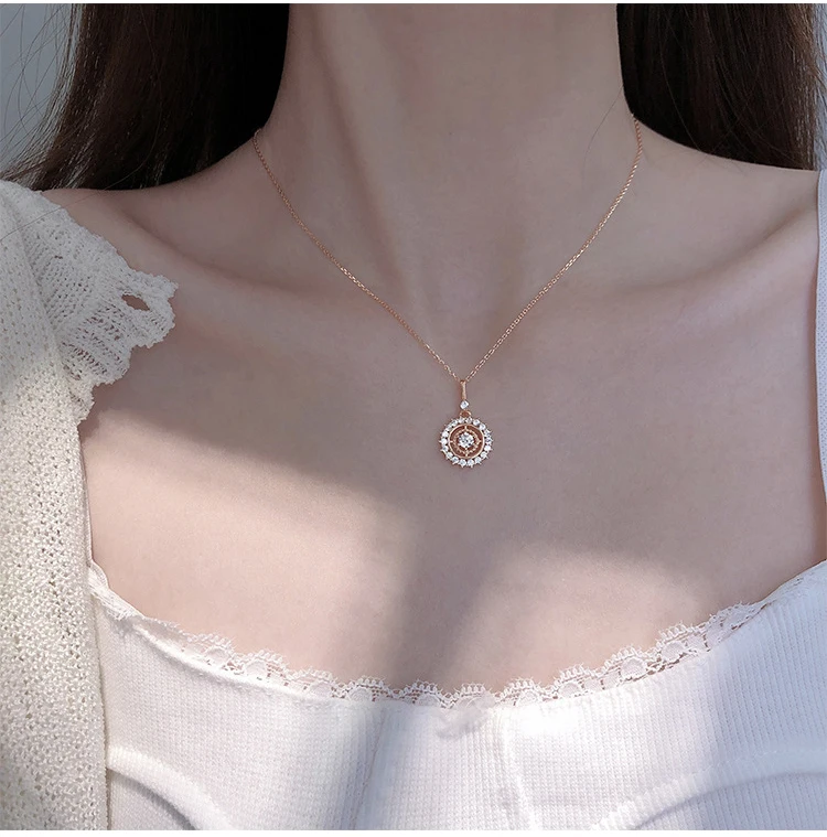 

Fashion 925 Sterling Silver Sun Flower Necklace Female Ins Simple Clavicle Chain Temperament New Jewelry Girl Christmas Gift