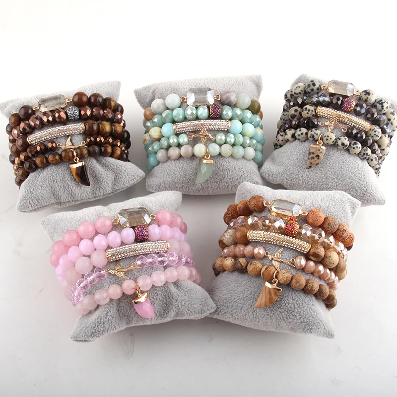 Женский браслет с натуральным камнем RH набор из 5 браслетов бисером ювелирное