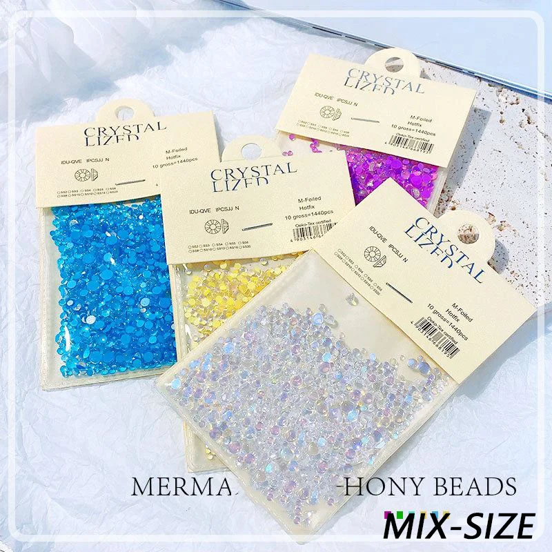

Mix(SS4-SS20)Opal Nail Mermaid Rhiestones Makaron 1440PCS-Crystal Makaron Nail Art Beads Cat-eye Manicure Rhiestones
