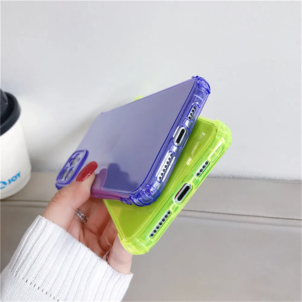 Неоновый флуоресцентный розовый противоударный чехол для телефона iPhone 11 Pro Xs MAX XR