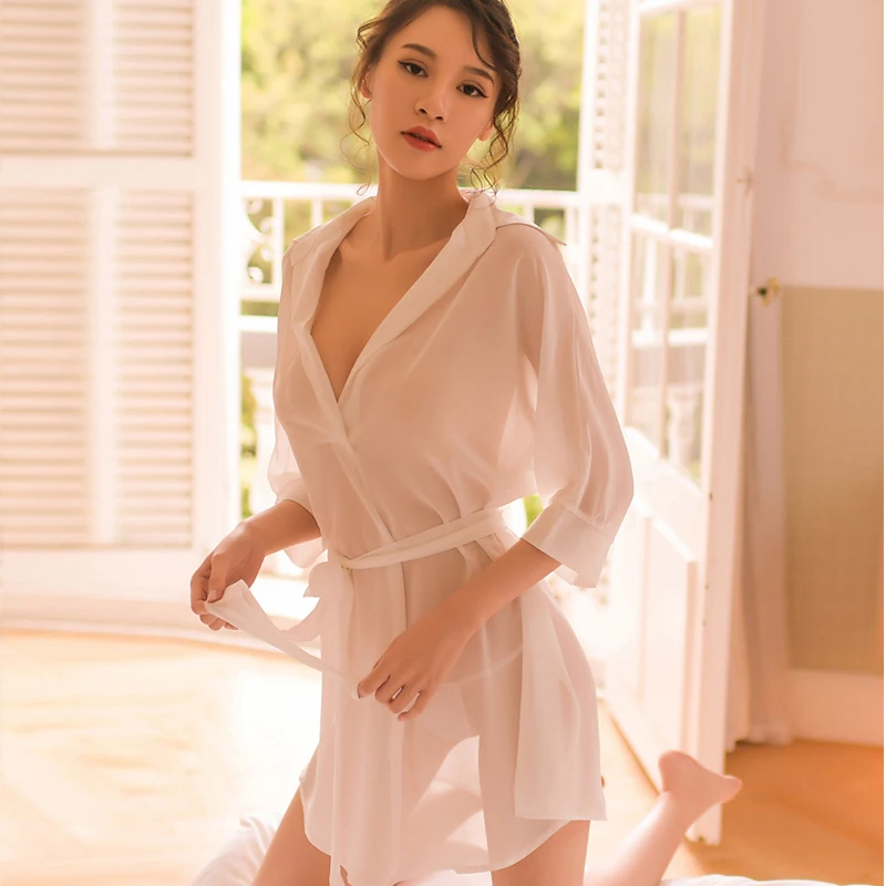 Черно-белая ночная пижама из прозрачной марлевой ткани очаровательные