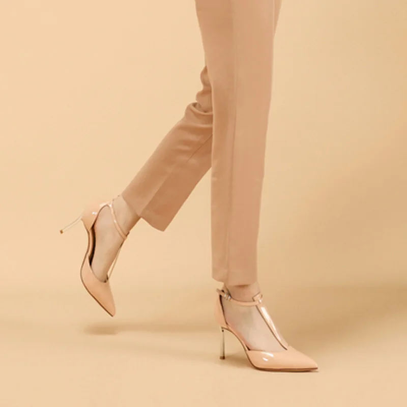 Женские туфли-лодочки из натуральной кожи на высоком каблуке 6 см 8 10