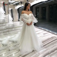 2022 new robe de mariee long boho a linewedding dresses v neck bridal dresses lantern sleeves gowns vestidos de novia