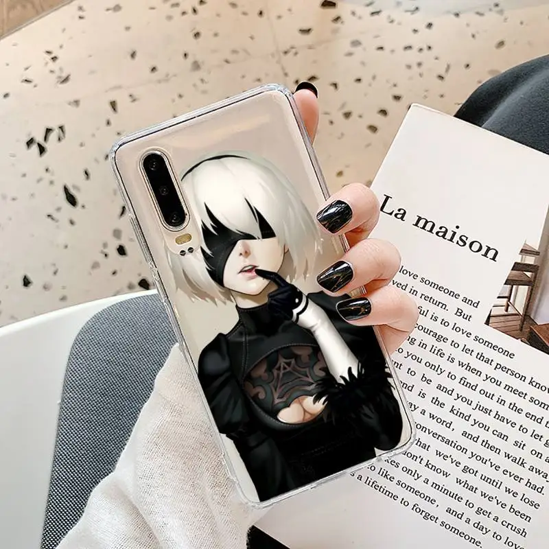 

Anime Nier Automata 2b Phone Case Transparent for Samsung A71 S9 10 20 HUAWEI p30 40 honor 10i 8x xiaomi note 8 Pro 10t 11