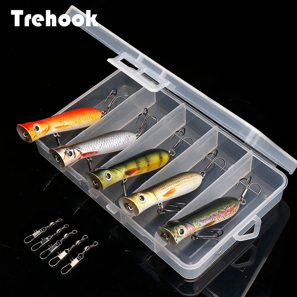 Рыболовная приманка TREHOOK 5 шт. набор с коробкой гольян воблеры приманок жесткая