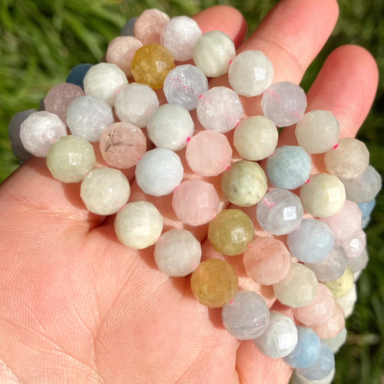 Красочные граненые бусины Моргана из натурального камня круглые россыпью