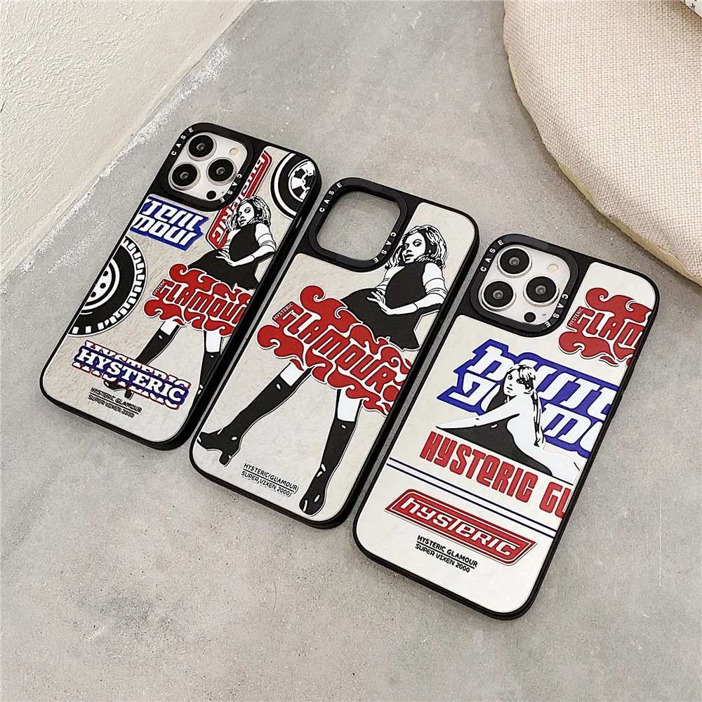 

Japan fashion brand Hysteric Glamour Girl tags Mirror phone Case for iPhone 14 13 12 11 Pro Max 6 7 8 Plus Mini XR X XS SE Cover