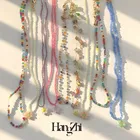 HangZhi 2021 новых корейских милых романтичных цветной акриловый цветок маленький кулон в виде ромашки с отделкой бисером в богемном стиле ожерелье для женщин вечерние ювелирные изделия