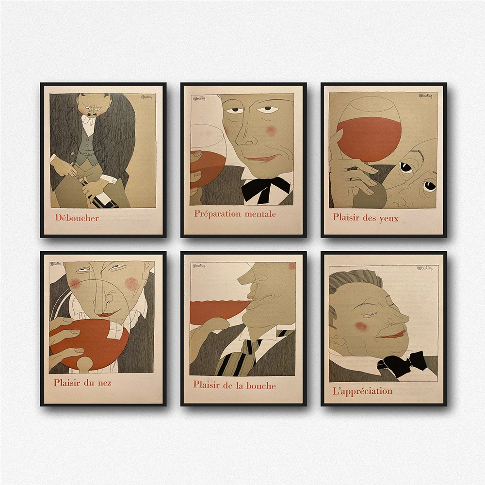 

French Wine Posters Prints Vintage Illustratio Bistro Wall Art Canvas Painting Paris Gift Idea For Bar Pub Restaurant Decoration