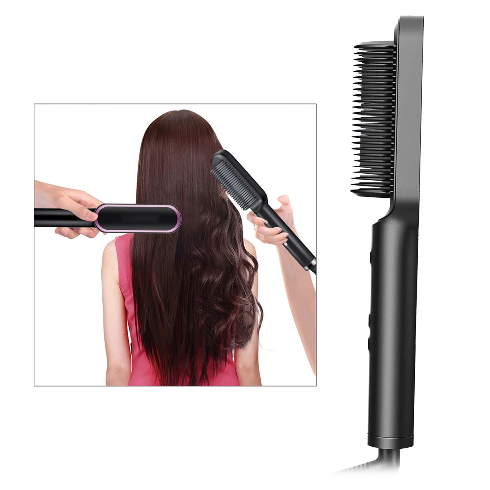 

Enhanced Hair Straightener Brush Iron with Comb Auto-Off Safe for Salon US