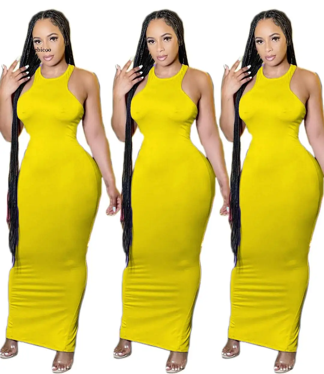 

Femme Solid Sleeveless Strapless Sexy Halter Long Dresses Club Night Party Dress Sexy Elegant Backless Bodycon Summer Robe