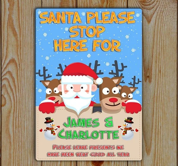

Santa Christmas Tin Sign , Fun Christmas Sign