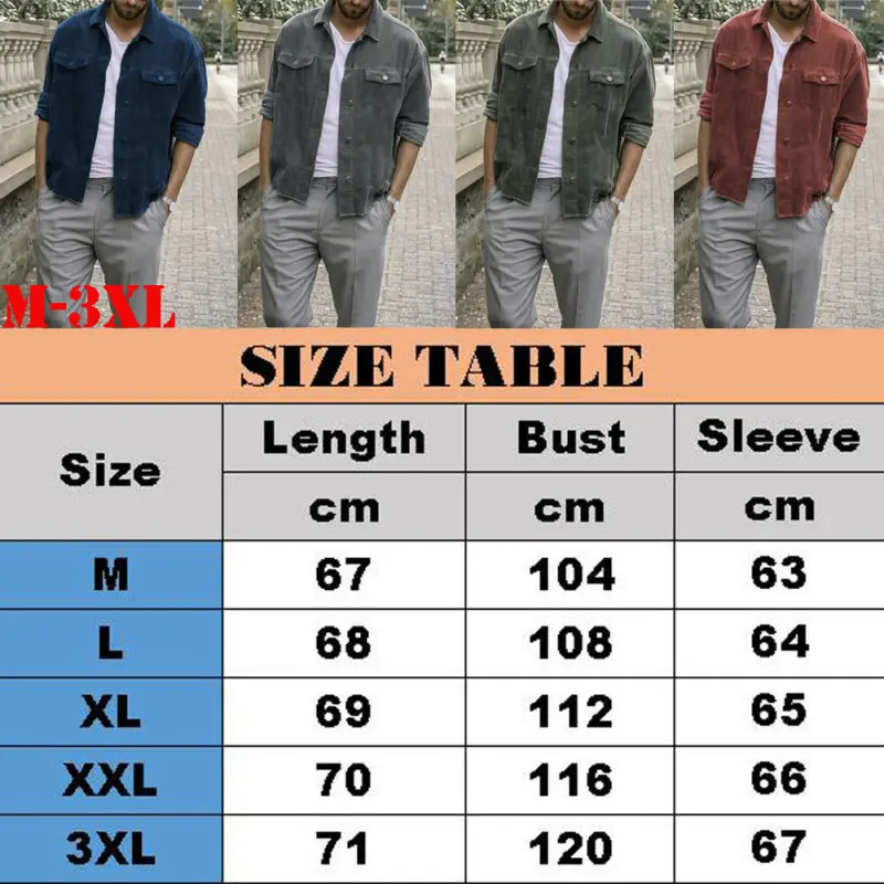 

2019 men jacket spring autumn warm coat men buttons casual jackets corduroy punk coat male clothing coat outwear plus size