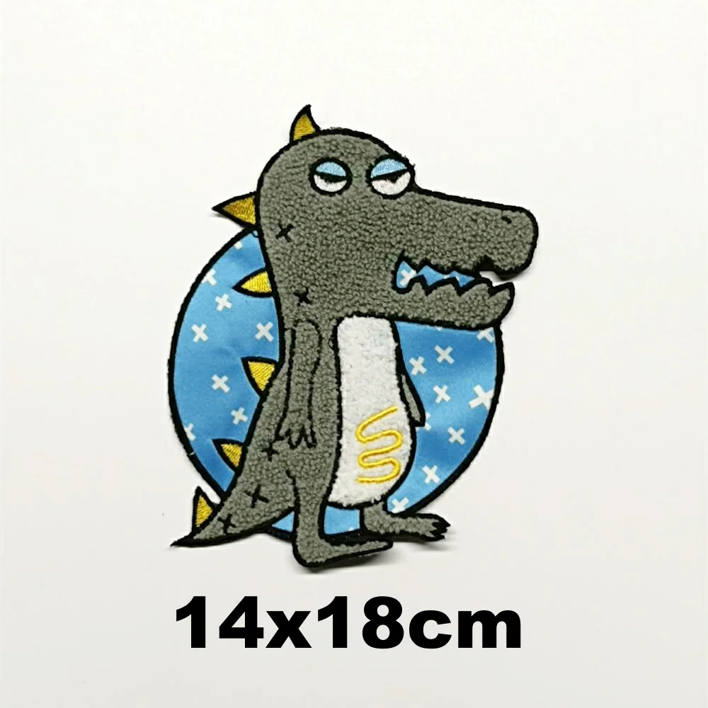 

Design large embroidery big dinosaur animal cartoon patches for clothing HE-3167