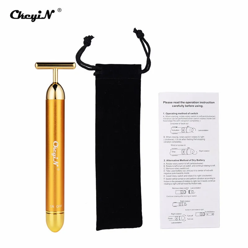 CkeyiN Energy Beauty Bar 24K золотой импульсный укрепляющий массажер роликовый для лица