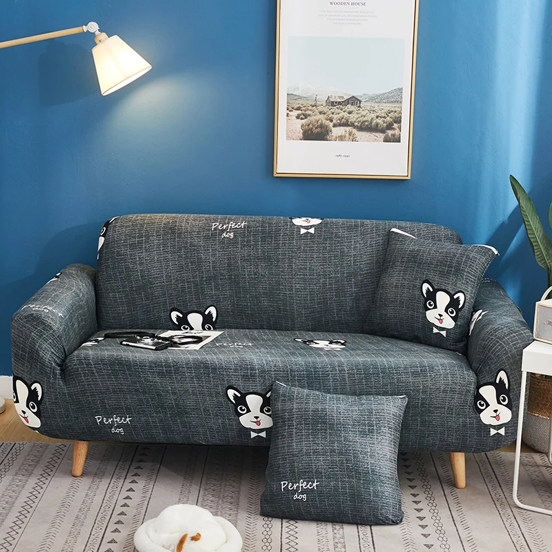 Чехол для дивана новый мультяшный Рисунок собаки эластичный Прочный чехол из
