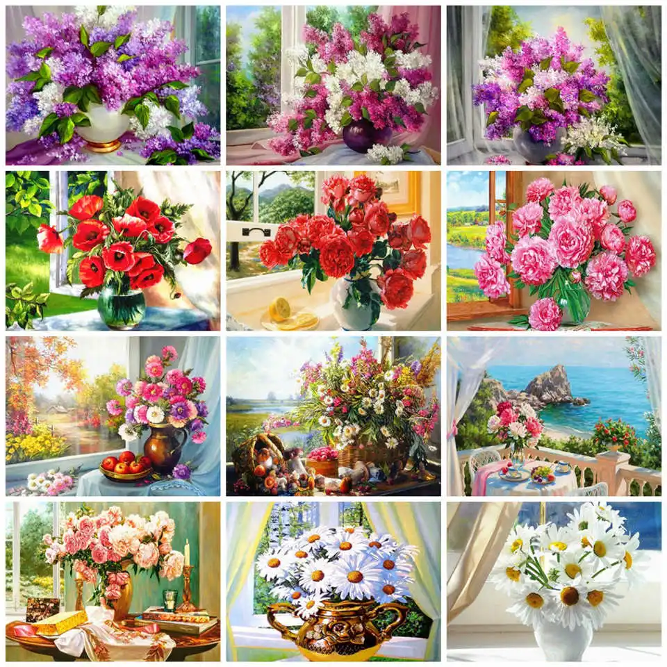 AZQSD Diamond Painting Flower Cross Stitch Embroidery Sale Needlework Gift Home Decor Picture Of Rhinestones Diy Art | Дом и сад