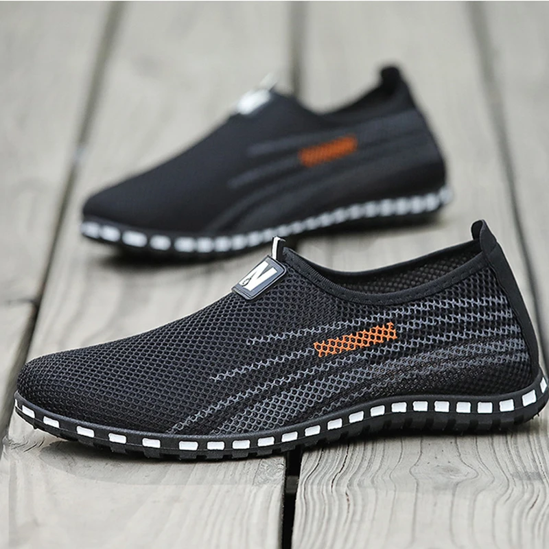 

Men Lazy Shoes Flat Hollow Breathable Net Shoes One Pedal Slip-On Soft Sole Casual Footwear Zapatos Hombre