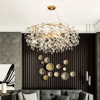 nordic luxury crystal chandelier lighting modern simple gold lustre hanging lamp for living room hotel hall home decor lighting