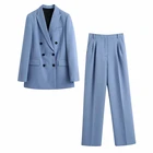 Женский костюм из 2 предметов и брюки с двумя пуговицами, высокая мода, шикарный стиль, 2021