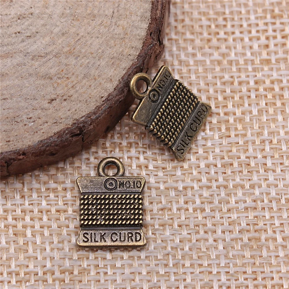 

free shipping 65pcs 15x11mm antique bronze silk charms diy retro jewelry fit Earring keychain hair card pendant accessories