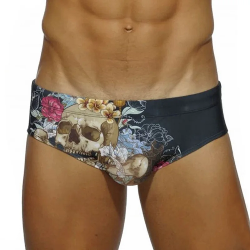 Мужские пикантные летние пляжные короткие трусы с черепом плавки для плавания