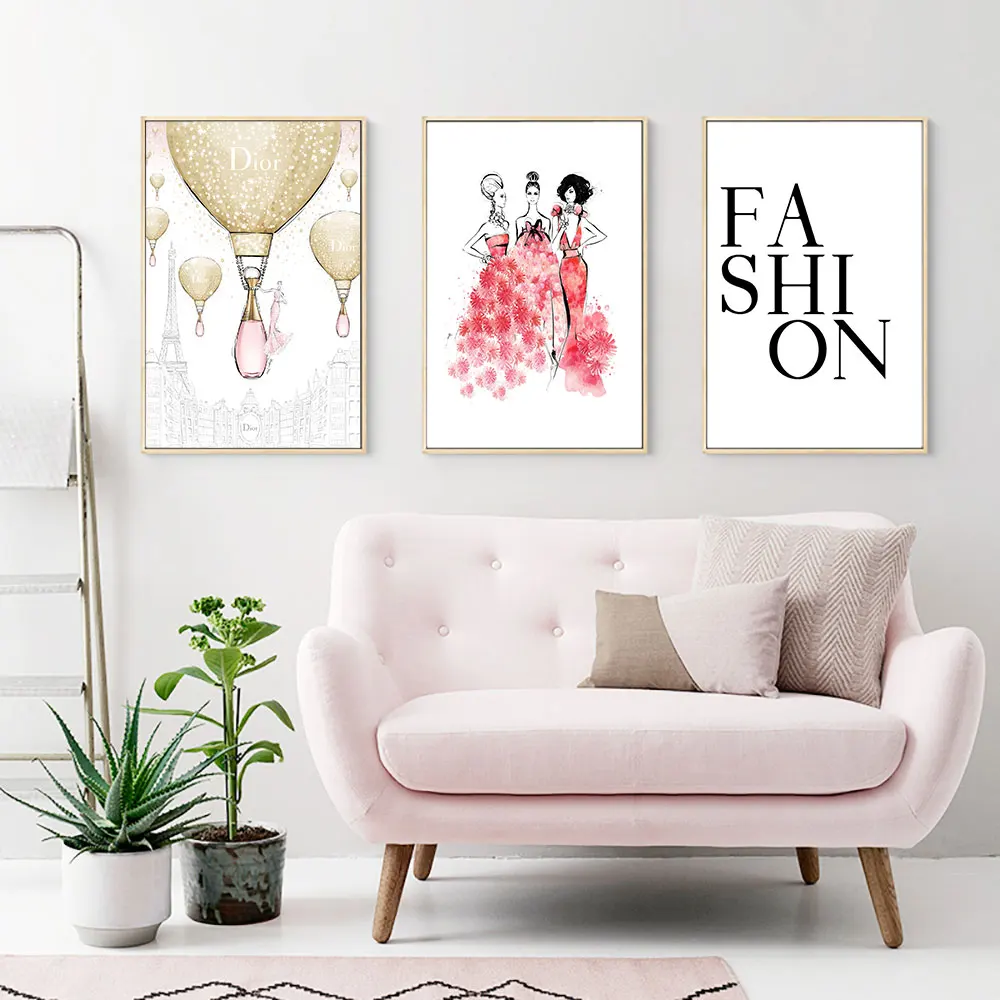 

Fashion Poster Modern Flower Girl Canvas Painting Clothing Art Print Paris Building Wall Picture For Living Room Home Decor