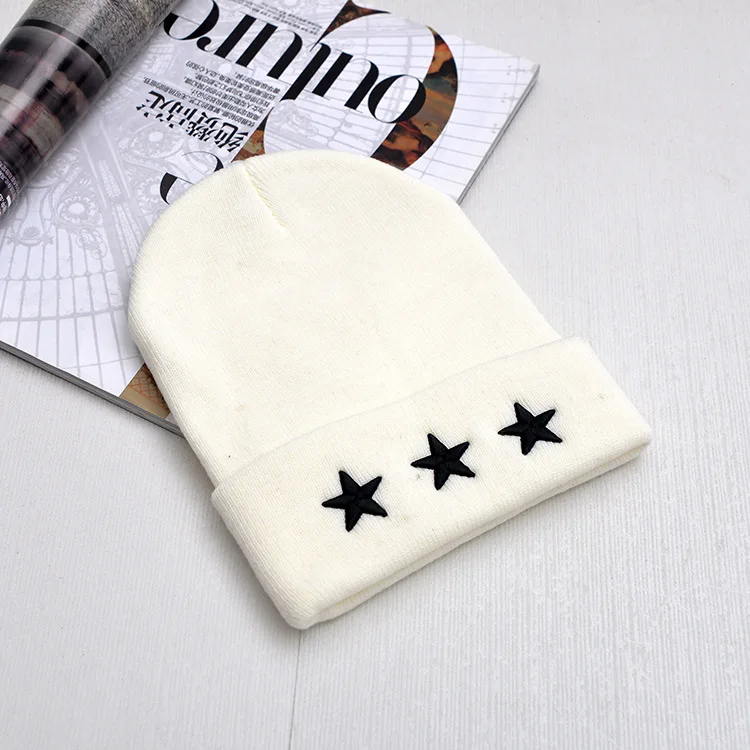 

Beanies Caps Autumn Winter Embroidery Five-pointed Star Skullies Beanies Caps Man Women Warm Knitted Hat Gorros Bonnets