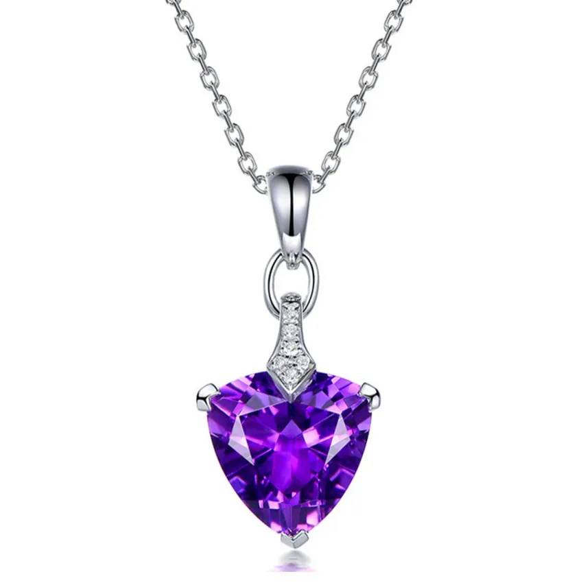 FYJS уникальный посеребренный геометрический камень аметист кулон ожерелье для