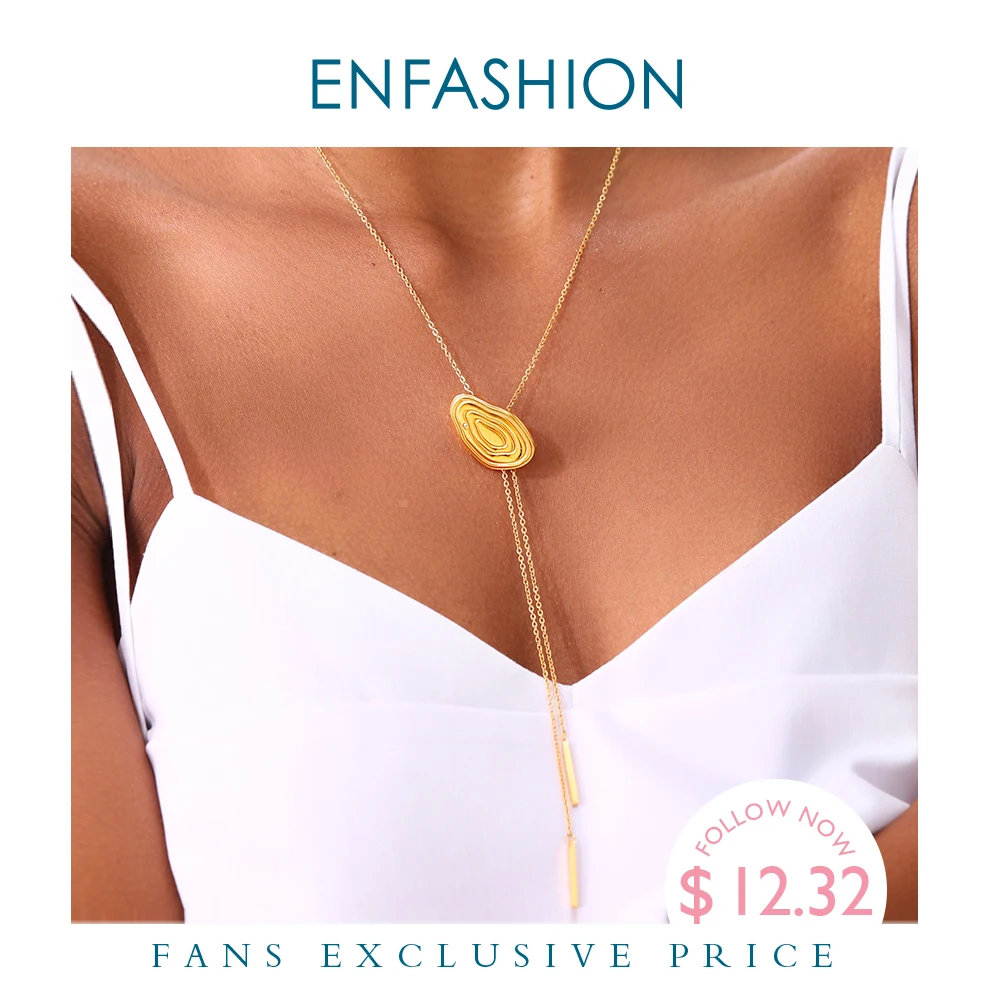 Женское Ожерелье чокер Enfashion золотистое длинное ожерелье из нержавеющей стали с