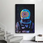 Забавная Картина на холсте астронавта, современные креативные настенные постеры, радуга, космоавт в космосе, печатные художественные картины для декора гостиной
