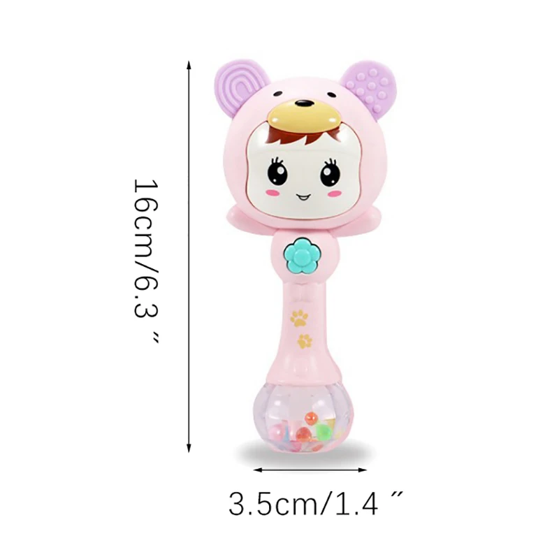 

Newborn Baby Toys 0-12 Months Baby Shower Gifts Cartoon Baby Rattle Toys LED Glowing Hand Rattle Music Early Educational Toys