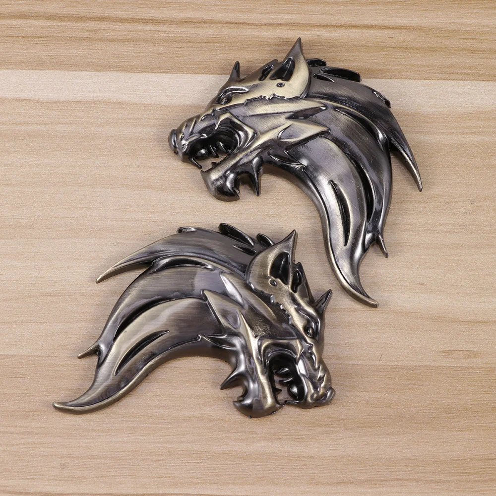 

2 Pcs 3D Metal Wolf Head Car Side Rear Trunk Emblem Badge Sticker Personalized Metal Car Sticker