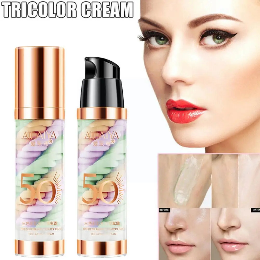 

Natural Nude Makeup Mixed Isolation Lotion Fill Pores Bright Liquid Skin Primer Three-color Foundation Concealer Moisturiz E1p3