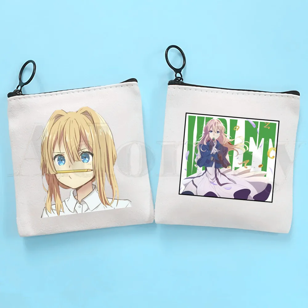 

Japanese Anime Violet Evergarden Aesthetic Manga Coin Purse Illustration Key Case Simple Small Cloth Bag New Creative Coin Purse