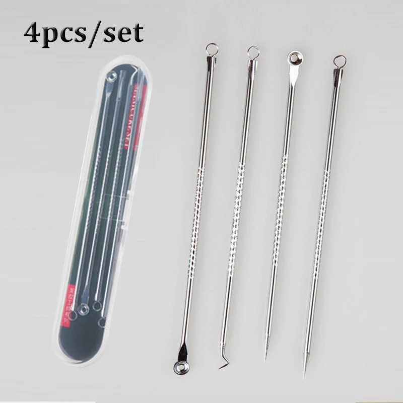 

Stainless Steel Acne Removal Needles Pimple Blackhead Remover Tools Spoon Needles Facial Pore Cleaner Face Skin Care Tools 4pcs