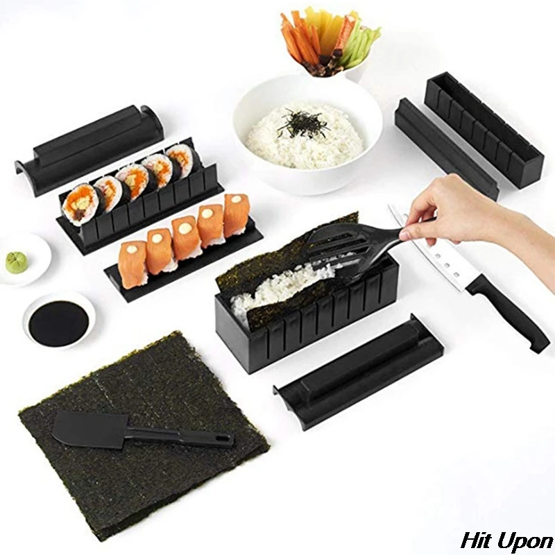 

10 Stuks Plastic Diy Home Sushi Maker Tool Compleet Met Sushi Rijst Roll Mold Vormen Sushi Maken Kit Vork Spatel
