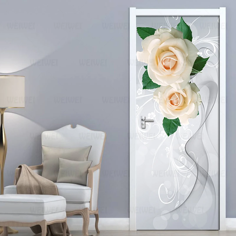 

Наклейка на дверь, водостойкая, с рисунком Розы и дыма