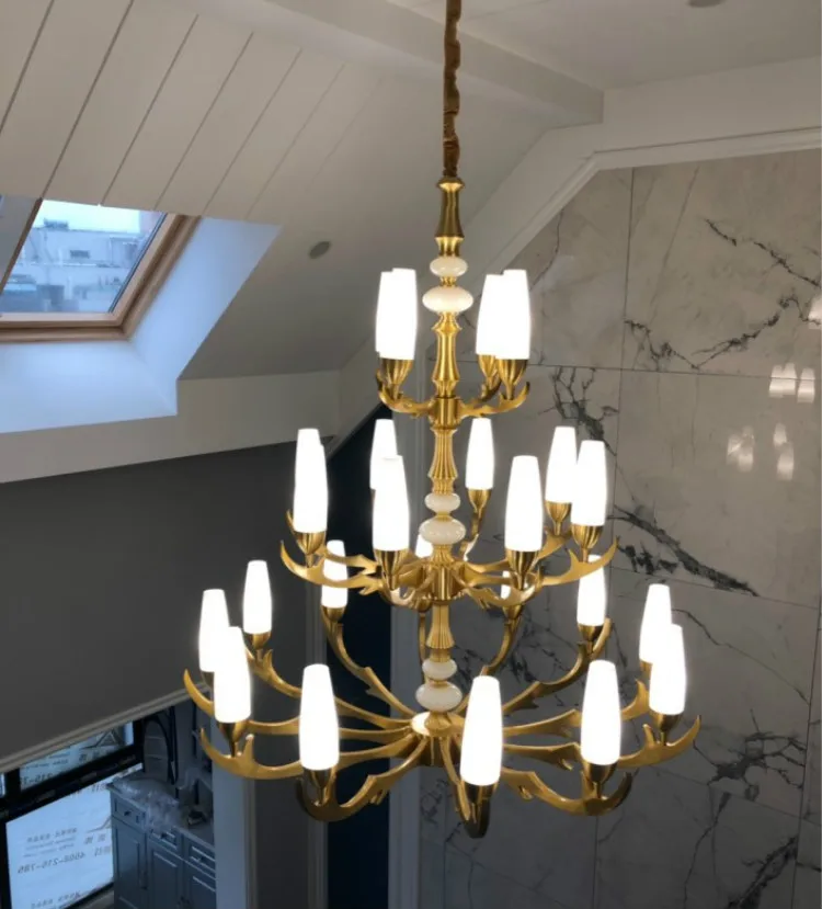 modern Led ceiling Chandelier home decoration lighting copper pendant fixture 6-40 pcs white lampshade E14 LED lamparas 110-240V | Лампы и