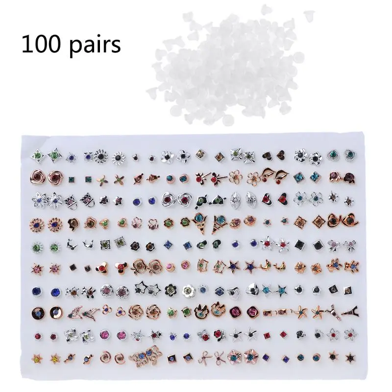 

100 Pairs Assorted Styles Polymer Clay Hypoallergenic Stud Earrings Lot for Kids PXPB