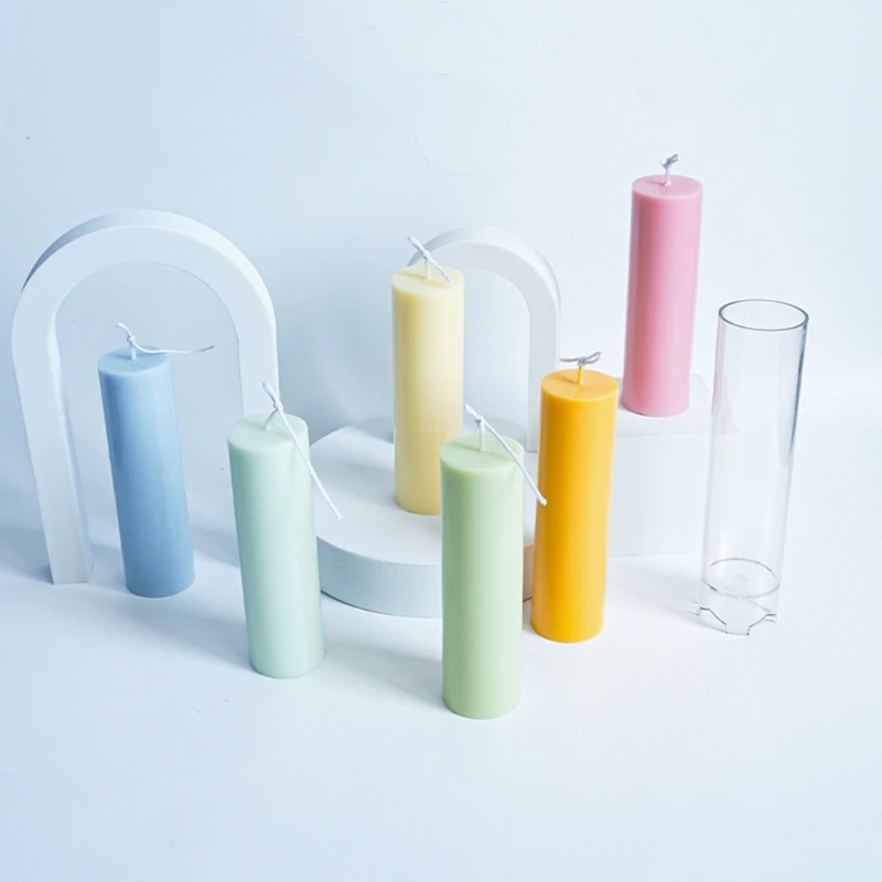

Clear Plastic Candlestick Mold Pillar Cylindrical Candle Mould for Church Christmas Candlelight Dinner Valentine's Day Home Deco