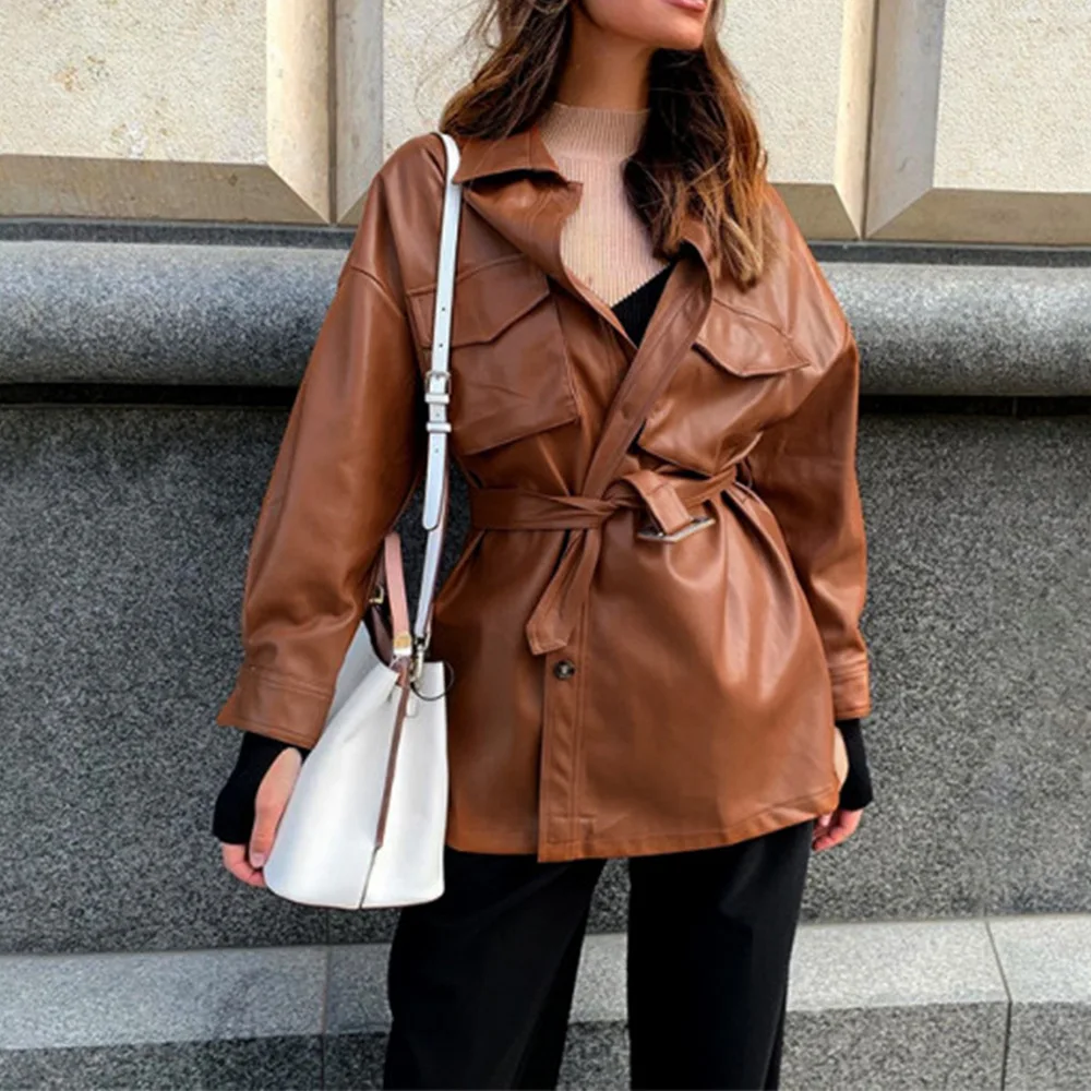 

Leather Jacket PU Leather Long Sleeve Dress Faux Leather Woman Jacket Leather Jacket Women Faux Fur Coat Jacket Women