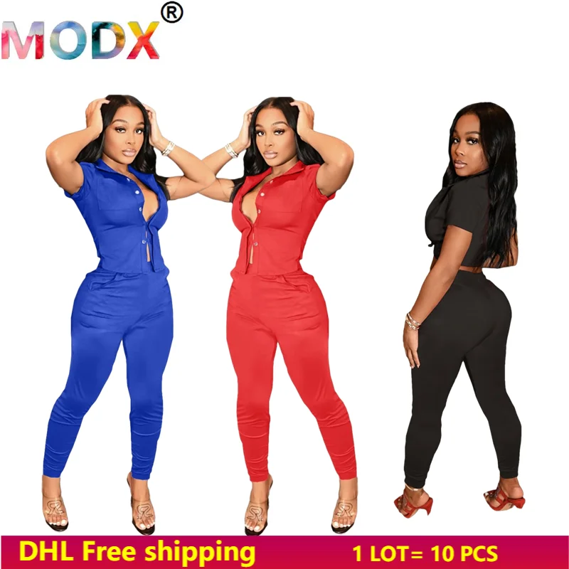 

Women Fall Outfits Summer Tracksuit Casual Joggers Short Sleeve T-Shirt+Leggings Solid Color Sportswear Fashion Clothing 5520
