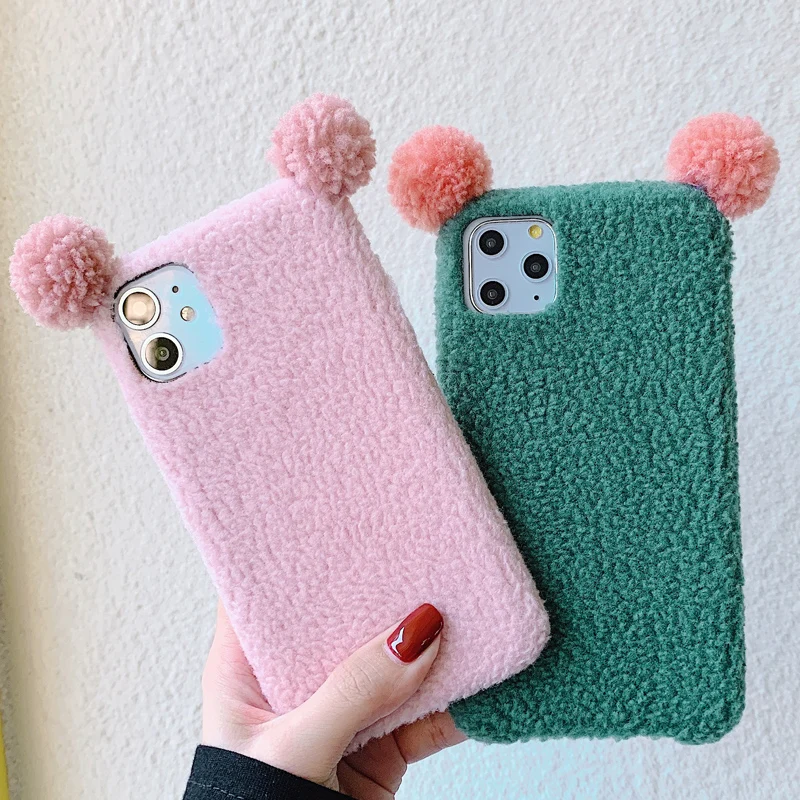 Мультфильм 3d Уши Теплый Плюшевый чехол для телефона iphone 11 11Pro Max XS XR пушистый