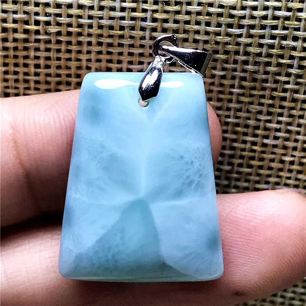 Мужская и женская подвеска Larimar прямоугольные бусины 25x19x5 мм с прозрачным водяным