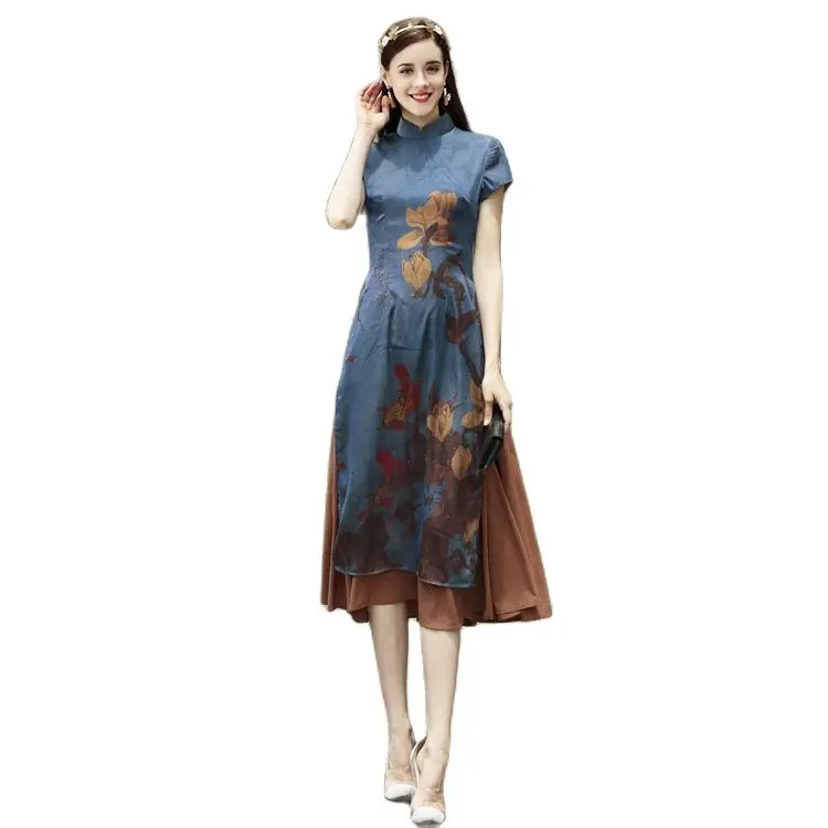 Новая осенняя одежда в азиатском стиле аозай вьетнамский традиционный Ципао